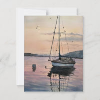 Bateau À Voilier À Sunset Watercolor