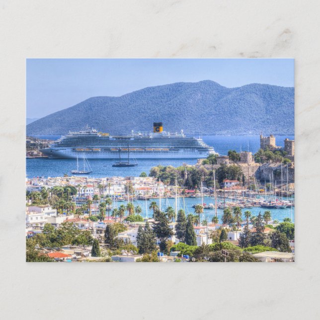 Cartes Pour Fêtes Annuelles Bateau De Croisière Et Château De Bodrum (Devant)