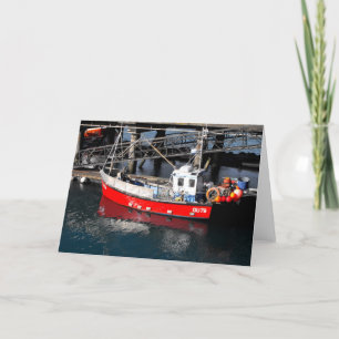 Cartes Pour Fêtes Annuelles Bateau de pêche rouge à Guernesey