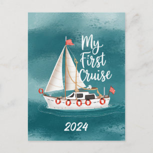 Cartes Pour Fêtes Annuelles Bateau mignon - Ma première croisière - Personnali