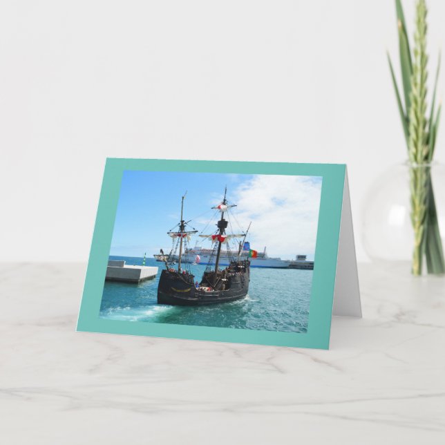 Cartes Pour Fêtes Annuelles Bateau pirate à Madère (Devant)