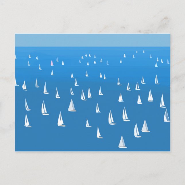 Cartes Pour Fêtes Annuelles Bateaux à voile en mer bleu profond - Regatta Bate (Devant)