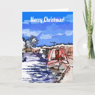 CARTES POUR FÊTES ANNUELLES BATEAUX DE CANAL DE NOËL
