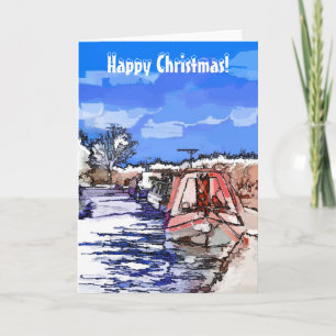 CARTES POUR FÊTES ANNUELLES BATEAUX DE CANAL DE NOËL