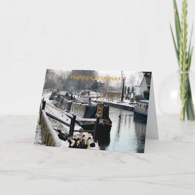 CARTES POUR FÊTES ANNUELLES BATEAUX DE CANAL DE NOËL (Devant)