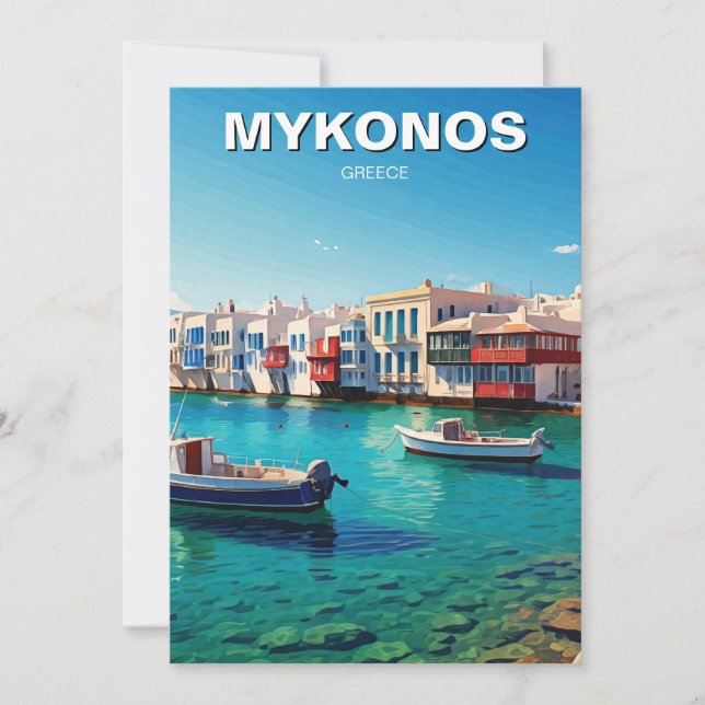 Cartes Pour Fêtes Annuelles Bateaux des îles grecques de Mykonos (Devant)