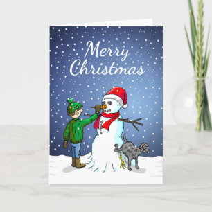 Cartes Pour Fêtes Annuelles Bâtiment Snowman