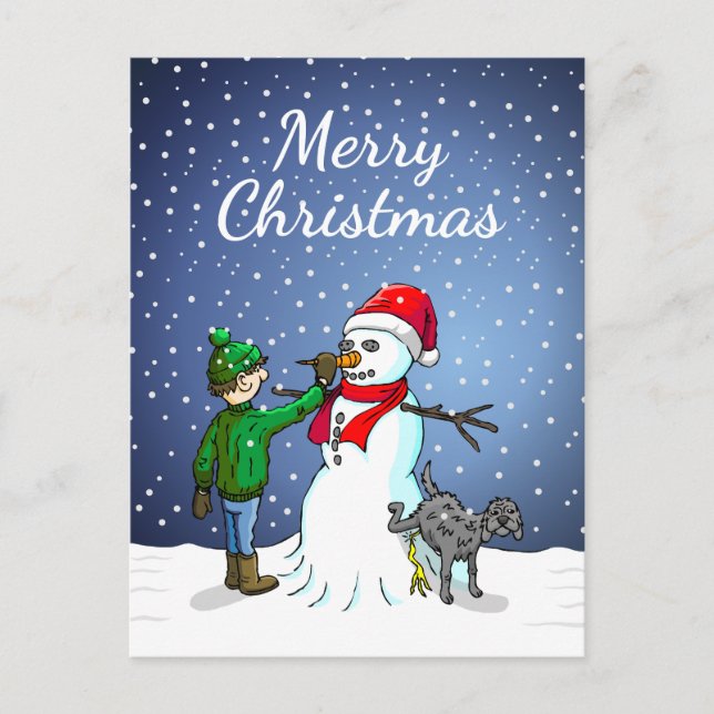 Cartes Pour Fêtes Annuelles Bâtiment Snowman (Devant)