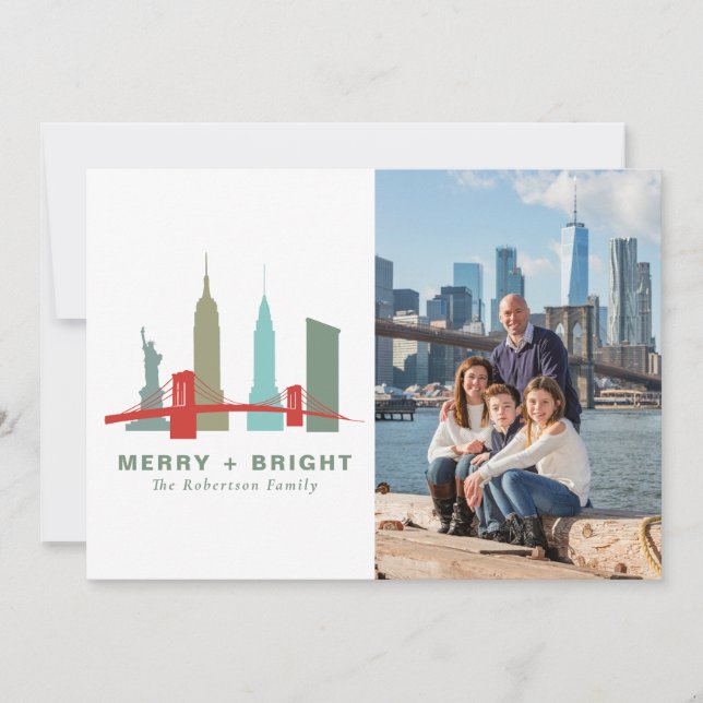Cartes Pour Fêtes Annuelles Bâtiments de Noël à New York, Skyline de l'archite (Devant)