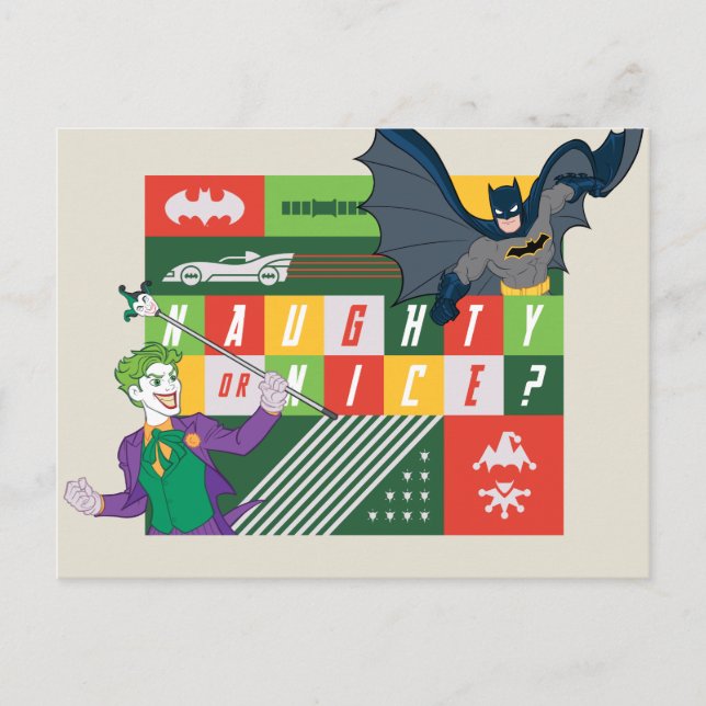Cartes Pour Fêtes Annuelles Batman contre Joker "Naughty or Nice" (Devant)