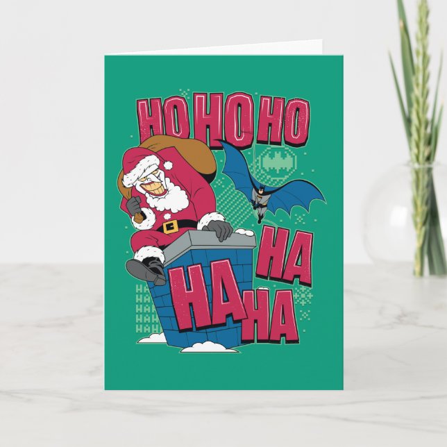 Cartes Pour Fêtes Annuelles Batman | Joker Santa Claus Escalade de Chimney (Devant)