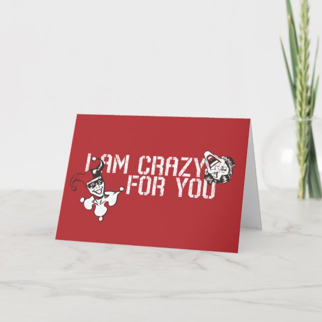 Cartes Pour Fêtes Annuelles Batman Valentine | Joker & Harley - Crazy For You (Devant)