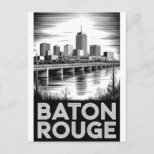 Cartes Pour Fêtes Annuelles Baton Rouge Louisiana Skyline Noir et Blanc Gravur