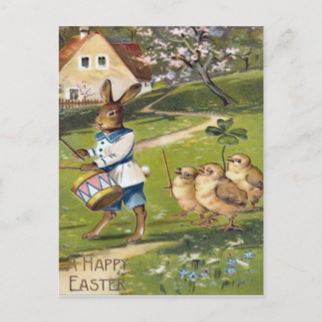 Cartes Pour Fêtes Annuelles Batterie Shamrock de lapin de Pâques (Devant)