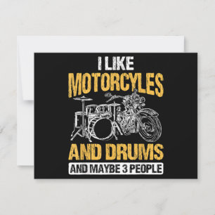 Cartes Pour Fêtes Annuelles Batteur Batterie J'Aime Les Motos Et Les Tambours