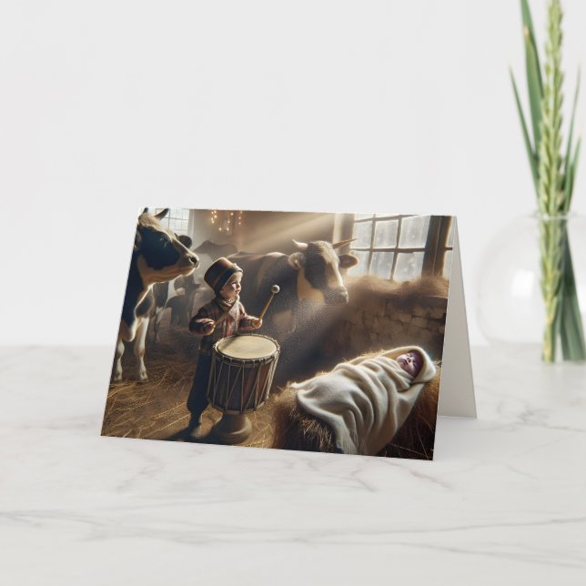 Cartes Pour Fêtes Annuelles Batteur dans une étable stable (Devant)
