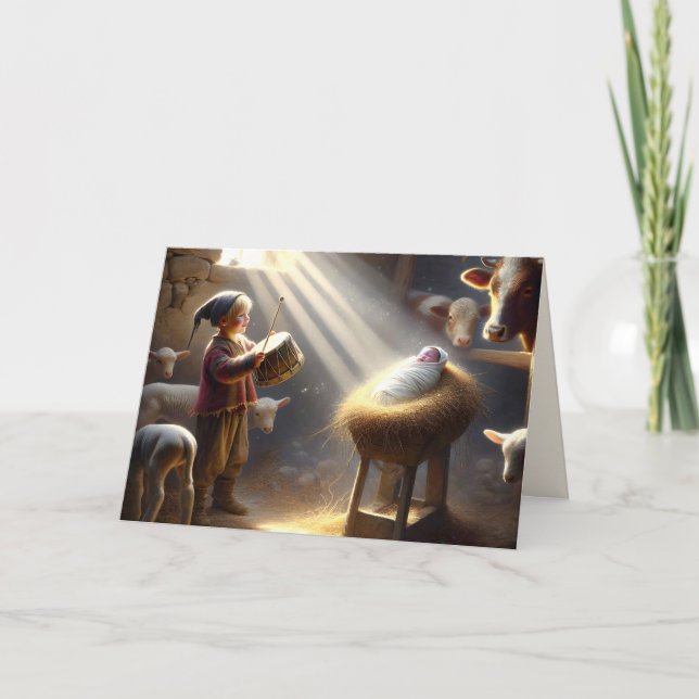 Cartes Pour Fêtes Annuelles Batteur dans une étable stable (Devant)