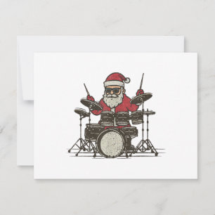 Cartes Pour Fêtes Annuelles Batteur de Noël Drôle Vintage Santa Jouant du Tamb