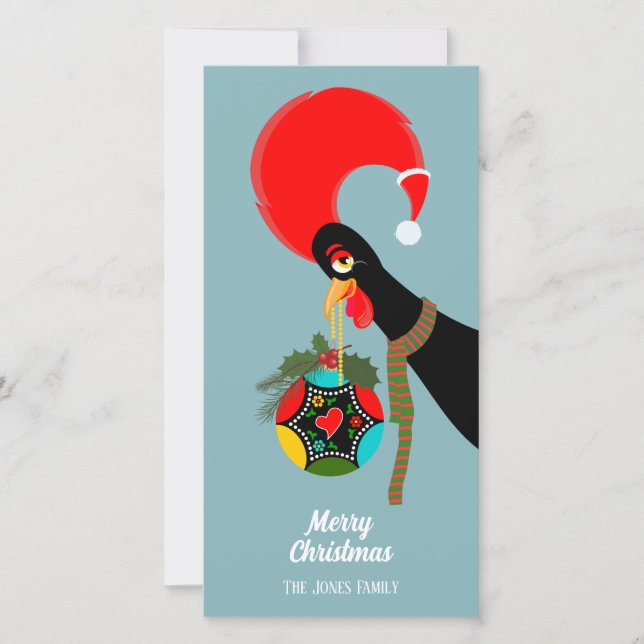 Cartes Pour Fêtes Annuelles Bauble de Noël du coq portugais (Devant)