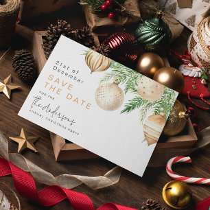 Cartes Pour Fêtes Annuelles Bauble De Noël Or Moderne Enregistrer La Date