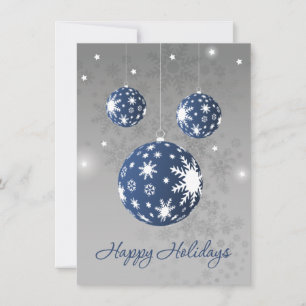 Cartes Pour Fêtes Annuelles Baubles Bleus Flocon de neige Noël Nouvel An