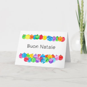 Cartes Pour Fêtes Annuelles Baubles de Noël italiens Buon Natale, aquarelle