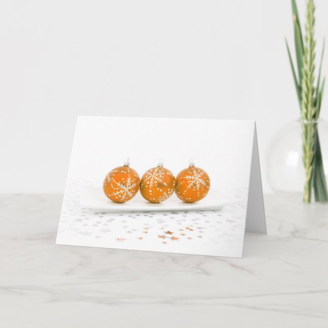 Cartes Pour Fêtes Annuelles Baubles de Noël orange (Devant)