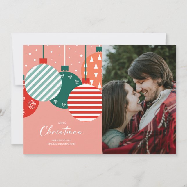 Cartes Pour Fêtes Annuelles Baubles de Noël rétro - Charme de Noël classique (Devant)