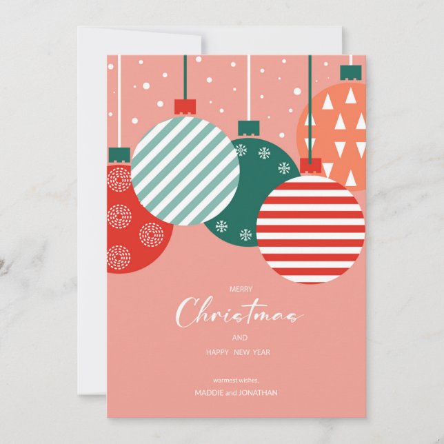 Cartes Pour Fêtes Annuelles Baubles de Noël rétro - Charme de Noël classique (Devant)