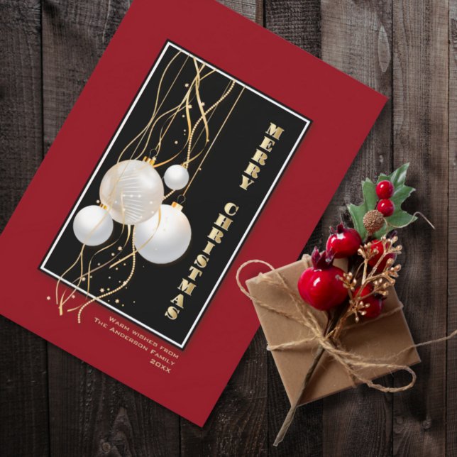Cartes Pour Fêtes Annuelles Baubles de Noël Rouge Noir élégant (Créateur téléchargé)