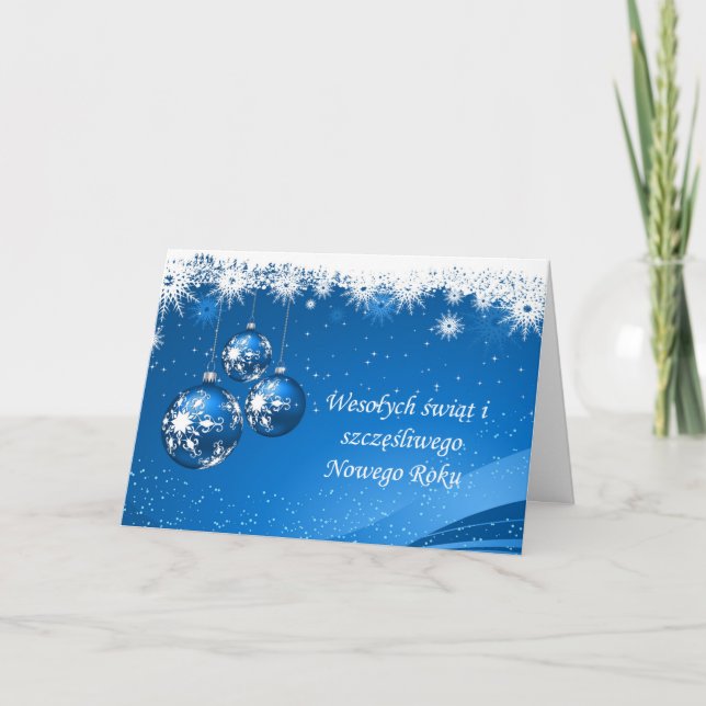 Cartes Pour Fêtes Annuelles Baubles et flocons de neige polonais Noël, Nouvel  (Devant)