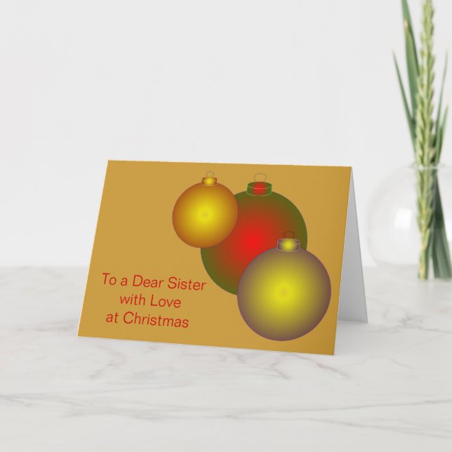 Cartes Pour Fêtes Annuelles Baubles Soeurs Noël (Devant)