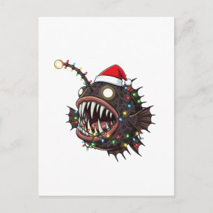 Cartes Pour Fêtes Annuelles Baudroie de Noël Lophius Père Noël Chapeau Fêtes