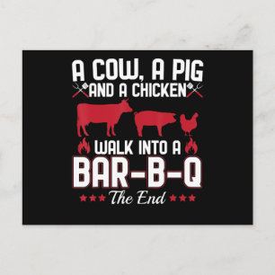 Cartes Pour Fêtes Annuelles BBQ   BBQ Papa Plaisanter Une Vache Un Cochon Et U