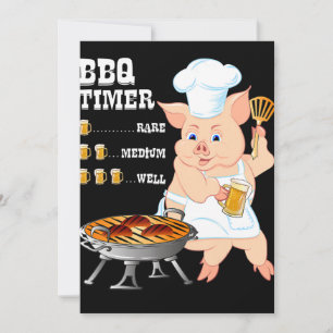 Cartes Pour Fêtes Annuelles BBQ BBQ Timer Pig Grill Barbecue Beer Lover Men