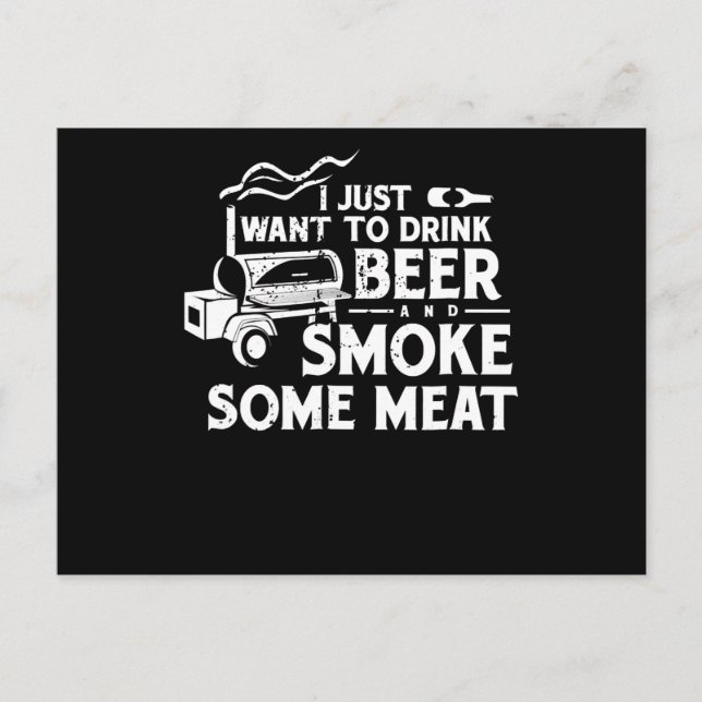 Cartes Pour Fêtes Annuelles BBQ Fumer Pitmaster Cadeau Boire Bière Fumer Viand (Devant)