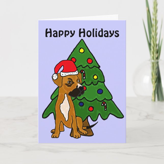 Cartes Pour Fêtes Annuelles BC- Boxer Mix Puppy Happy Holidays Card (Devant)