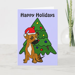 Cartes Pour Fêtes Annuelles BC- Boxer Mix Puppy Happy Holidays Card