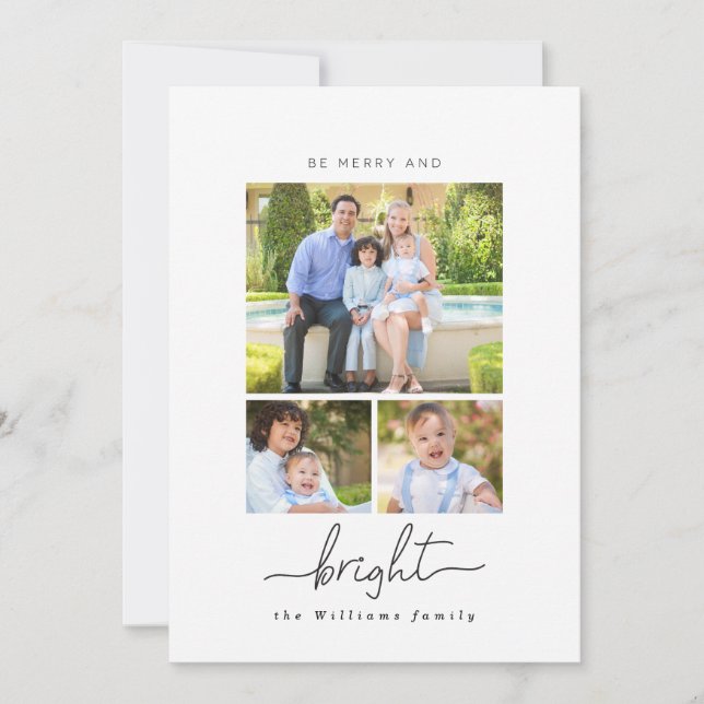 Cartes Pour Fêtes Annuelles Be Merry and Bright Photo Collage Christmas Cards (Devant)