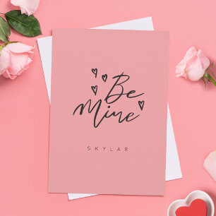 Cartes Pour Fêtes Annuelles Be Mine Blush Rose Moderne Calligraphie Valentine