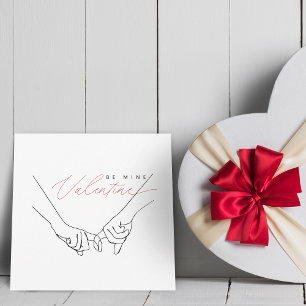 Cartes Pour Fêtes Annuelles Be Mine Valentine Holding Hands Line Art