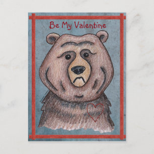 Cartes Pour Fêtes Annuelles Be My Valentine Bear Postcard