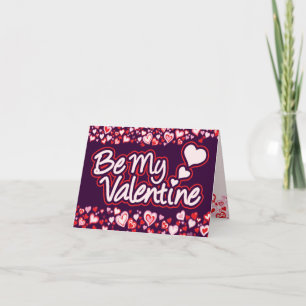 Cartes Pour Fêtes Annuelles Be My Valentine coeurs rouge rose violet