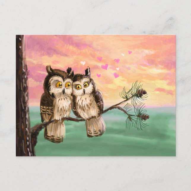 Cartes Pour Fêtes Annuelles Be my valentine owls (Devant)