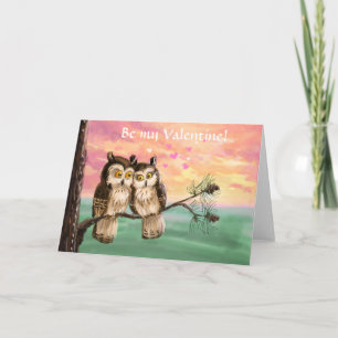 Cartes Pour Fêtes Annuelles Be my valentine owls