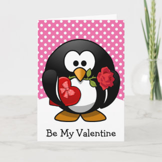 Cartes Pour Fêtes Annuelles Be My Valentine Penguin with Gifts