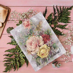 Cartes Pour Fêtes Annuelles Be My Valentine Vintage Floral Bouquet Lilac Roses