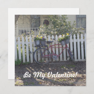 Cartes Pour Fêtes Annuelles Be My Valentine Vintage Vélo & Picket Fence