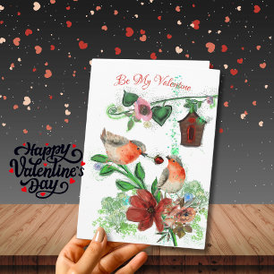 Cartes Pour Fêtes Annuelles Be My Valentine with birds Card
