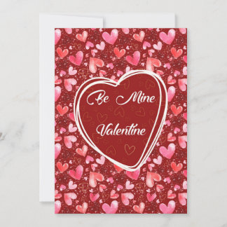 Cartes Pour Fêtes Annuelles Be My Valentine, with Pink Hearts